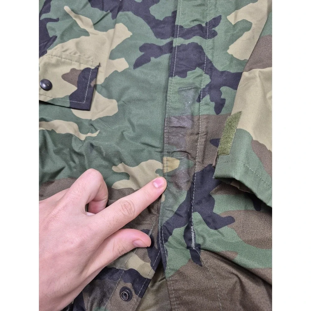 VTG ORC Industries Parka Mens M Green Woodland Camo Improved Rainsuit Hooded 90s